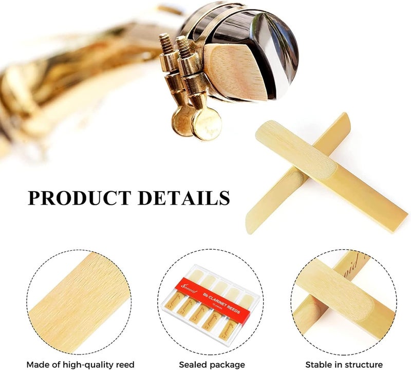 Sovvid 10 Pack Bb Clarinet Reeds with Plastic Box, Strength 1.5 Reeds for Clarinet, Thinner Reed Tip & Unfiled Cut for Easy of Play, Traditional Reeds for Clarinet Beginner and Player - Image 4